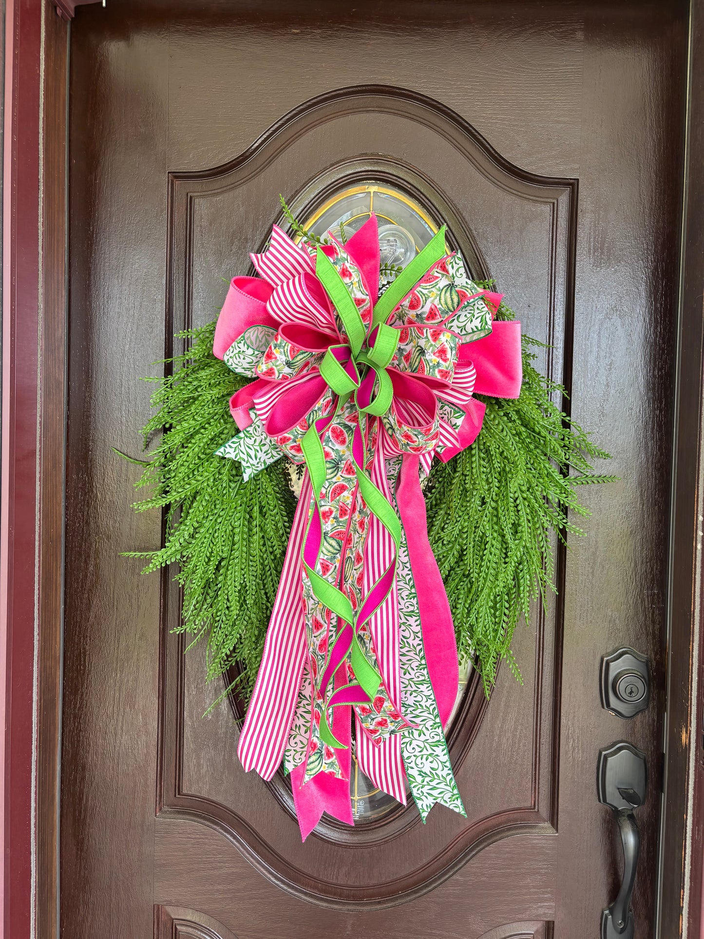 Watermelon & Pink Stripe Bow | Standard Size