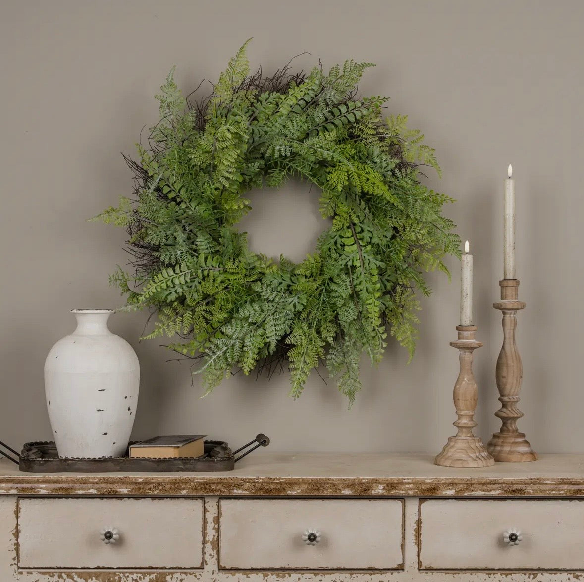 26” Round Mixed Fern Wreath | Pre-Order (Coming Mid March)