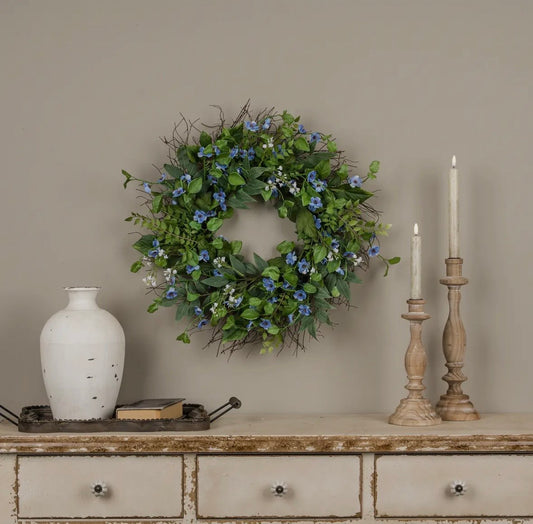 21” Blue and White Wildflower Wreath | Pre-Order (Coming Mid March)