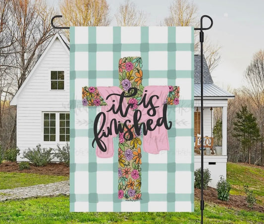 It Is Finished Cross Garden Flag | Pre-Order (Coming Late March)