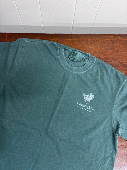 Faithful Blooms T-Shirt | Blue Spruce